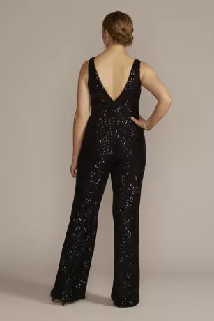 Wide Leg Allover Sequin Jumpsuit 2 Wide Leg Allover Sequin Jumpsuit - Image 2