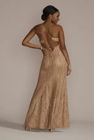 Metallic Sequined Sheath With Slit 2 Metallic Sequined Sheath With Slit - Image 2