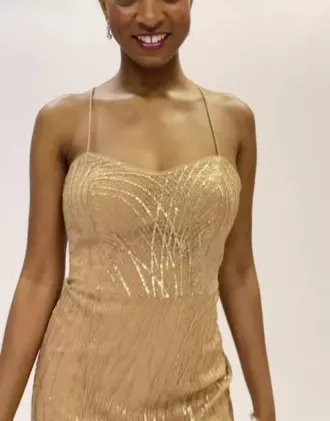 Metallic Sequined Sheath With Slit 4 Metallic Sequined Sheath With Slit - Image 4