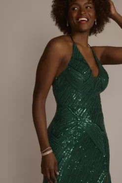 Sequined V-Neck Sheath 5 Sequined V-Neck Sheath -Kelly Shop D28NY22354 GREEN PRTY PROD4 050