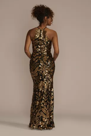 Floral Sequined Halter Sheath Dress 2 Floral Sequined Halter Sheath Dress - Image 2