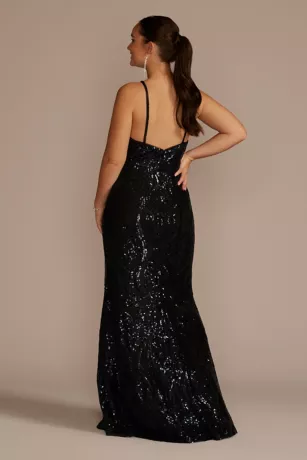 High Neck Keyhole Patterned Sequin Sheath 2 High Neck Keyhole Patterned Sequin Sheath - Image 2