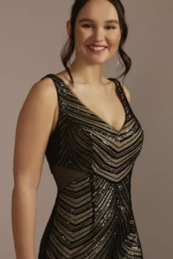 Patterned Sequin Mermaid Dress With Cutouts -Kelly Shop D28NY23305 BLACK PRTY PROD2 082