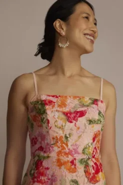 Floral Patterned Lace A-Line 5 Floral Patterned Lace A-Line -Kelly Shop D39NY22149 PINKMULTI PRTY PROD4 075