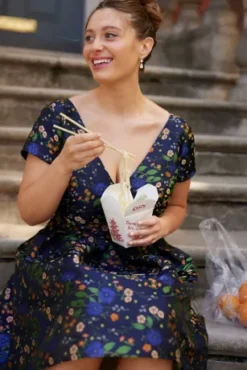 Floral Jacquard Short A-Line Dress -Kelly Shop D39NY22335W PDP Crop JUNE21 1920x2880