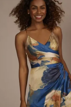 Abstract Floral Charmeuse Ruffle Dress -Kelly Shop D39NY22535 MULTI PRTY PROD7 571