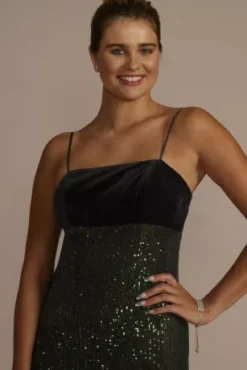 Empire Waist Velvet And Sequin Midi Dress -Kelly Shop D39NY22552 GREEN PRTY PROD8 1178