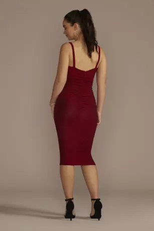 Metallic Knit Sweetheart Midi Sheath Dress 2 Metallic Knit Sweetheart Midi Sheath Dress - Image 2