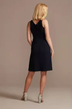 Knee Length Crepe Tank Dress And Matching Jacket 11 Knee Length Crepe Tank Dress And Matching Jacket -Kelly Shop D40NY2111 NAVY MOB PROD6 061