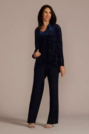 Burnout Velvet Three Piece Pantsuit 1 Burnout Velvet Three Piece Pantsuit