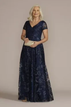 Floral Embroidered A-Line With Illusion Sleeves