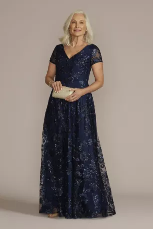 Floral Embroidered A-Line With Illusion Sleeves 1 Floral Embroidered A-Line With Illusion Sleeves