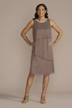 Tiered Metallic Jacket Dress With Rhinestone Trim 8 Tiered Metallic Jacket Dress With Rhinestone Trim -Kelly Shop D40NY22586V1 PRTOBELLO MOB PROD7 060