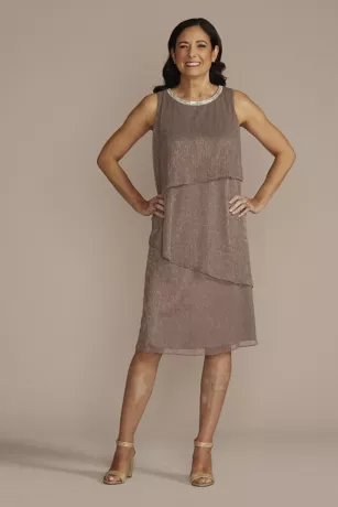 Tiered Metallic Jacket Dress With Rhinestone Trim 4 Tiered Metallic Jacket Dress With Rhinestone Trim - Image 4