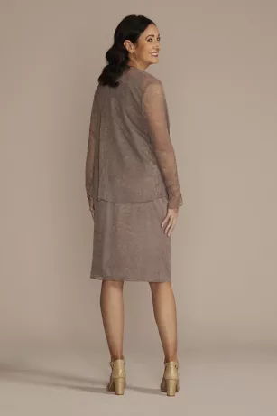 Tiered Metallic Jacket Dress With Rhinestone Trim 2 Tiered Metallic Jacket Dress With Rhinestone Trim - Image 2