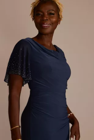 Embellished Short Sleeve Cowl Neck Jersey Sheath 3 Embellished Short Sleeve Cowl Neck Jersey Sheath - Image 3