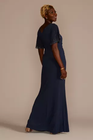 Embellished Short Sleeve Cowl Neck Jersey Sheath 2 Embellished Short Sleeve Cowl Neck Jersey Sheath - Image 2