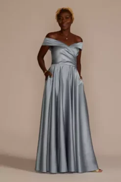 Off-the-Shoulder Sweetheart Satin Ball Gown