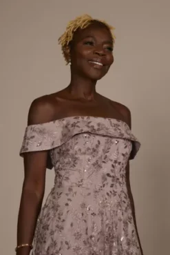 Off-the-Shoulder Embroidered Sparkle A-Line -Kelly Shop D40NY23247 QUARTZ MOB PROD10 850