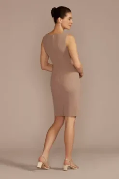 Short Crepe Sheath Dress With Lace Peplum Jacket -Kelly Shop D40NY23291V2 BISCOTTI MOB PROD3 257