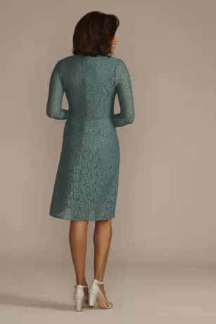 Knee Length Glitter Lace Sheath Jacket Dress 2 Knee Length Glitter Lace Sheath Jacket Dress - Image 2