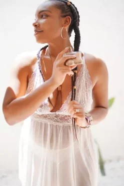 Adjustable Plunging Lace Chemise And Hipster Set -Kelly Shop DB2002