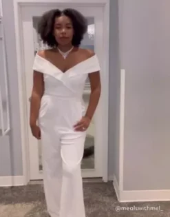 Cuffed Off-the-Shoulder Stretch Crepe Jumpsuit -Kelly Shop DB3230 DB3230W