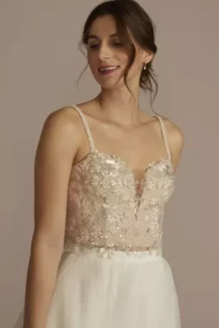 3D Floral Sweetheart Spaghetti Strap Separates Top