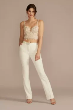 3D Floral Sweetheart Spaghetti Strap Separates Top 10 3D Floral Sweetheart Spaghetti Strap Separates Top -Kelly Shop DS152140 SFTWHTNUDE SEPERATES PROD1 106