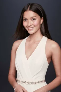 Racerback Crepe Plus Jumpsuit With Crystal Belt -Kelly Shop DS870065 IVORY DBSTU PROD8 086