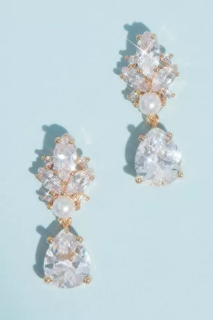 Marquise And Pear Crystal And Pearl Drop Earrings 1 Marquise And Pear Crystal And Pearl Drop Earrings