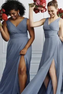 Long Chiffon Surplice Tank Bridesmaid Dress -Kelly Shop F19831 ZZZ4