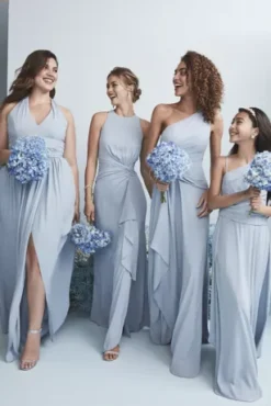 One-Shoulder Georgette Cascade Bridesmaid Dress -Kelly Shop F19832 ZZZ2