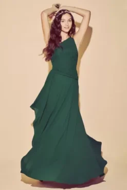 One-Shoulder Georgette Cascade Bridesmaid Dress -Kelly Shop F19832 ZZZ3