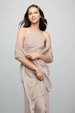 High-Neck Chiffon Bridesmaid Dress With Cascade -Kelly Shop F20014 ZZZ 1 1