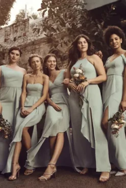 High-Neck Chiffon Bridesmaid Dress With Cascade -Kelly Shop F20014 ZZZ 2