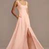 Crepe-Back Satin Scoop Tank Bridesmaid Dress