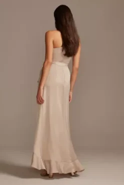 One Shoulder Crepe Satin Ruffle Bridesmaid Dress -Kelly Shop F20207 BISCOTTI BM PROD3 124