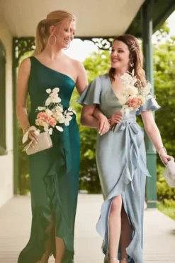 One Shoulder Crepe Satin Ruffle Bridesmaid Dress -Kelly Shop F20207 PDP Crop JUL24 1920x2880