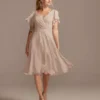 Flutter Sleeve Chiffon Short Bridesmaid Dress