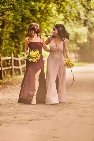 Spaghetti Strap Chiffon Bridesmaid Dress With Slit 4 Spaghetti Strap Chiffon Bridesmaid Dress With Slit - Image 4