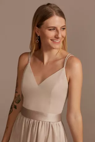 Double Spaghetti Strap Charmeuse Bridesmaid Dress 2 Double Spaghetti Strap Charmeuse Bridesmaid Dress - Image 2