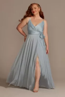 Bridesmaid Separates Chiffon Full Skirt With Slit -Kelly Shop F20422 DUSTYBLUE BM PROD6 192 F20416