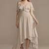 Chiffon Off-the-Shoulder Midi Bridesmaid Dress