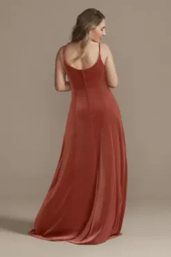 Velvet Cowl Neck Spaghetti Strap Bridesmaid Dress -Kelly Shop F20439 CINNAMON BM PROD4 158