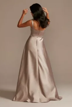 Satin Square Neck Tank Bridesmaid Dress -Kelly Shop F20461 BISCOTTI BM PROD9 162 back