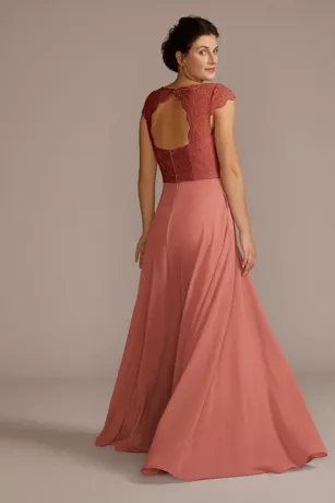 Stretch Lace Chiffon Cap Sleeve Bridesmaid Dress 2 Stretch Lace Chiffon Cap Sleeve Bridesmaid Dress - Image 2