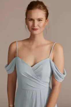 Chiffon Off-the-Shoulder Bridesmaid Dress -Kelly Shop F20509 DUSTYBLUE BM PROD11 212 detail