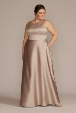 Satin Sleeveless Boatneck Bridesmaid Dress -Kelly Shop F20554W BISCOTTI BM PROD2 029