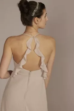 Chiffon Ruffle Empire Waist Bridesmaid Dress -Kelly Shop F20557 BISCOTTI BM PROD3 132 back2